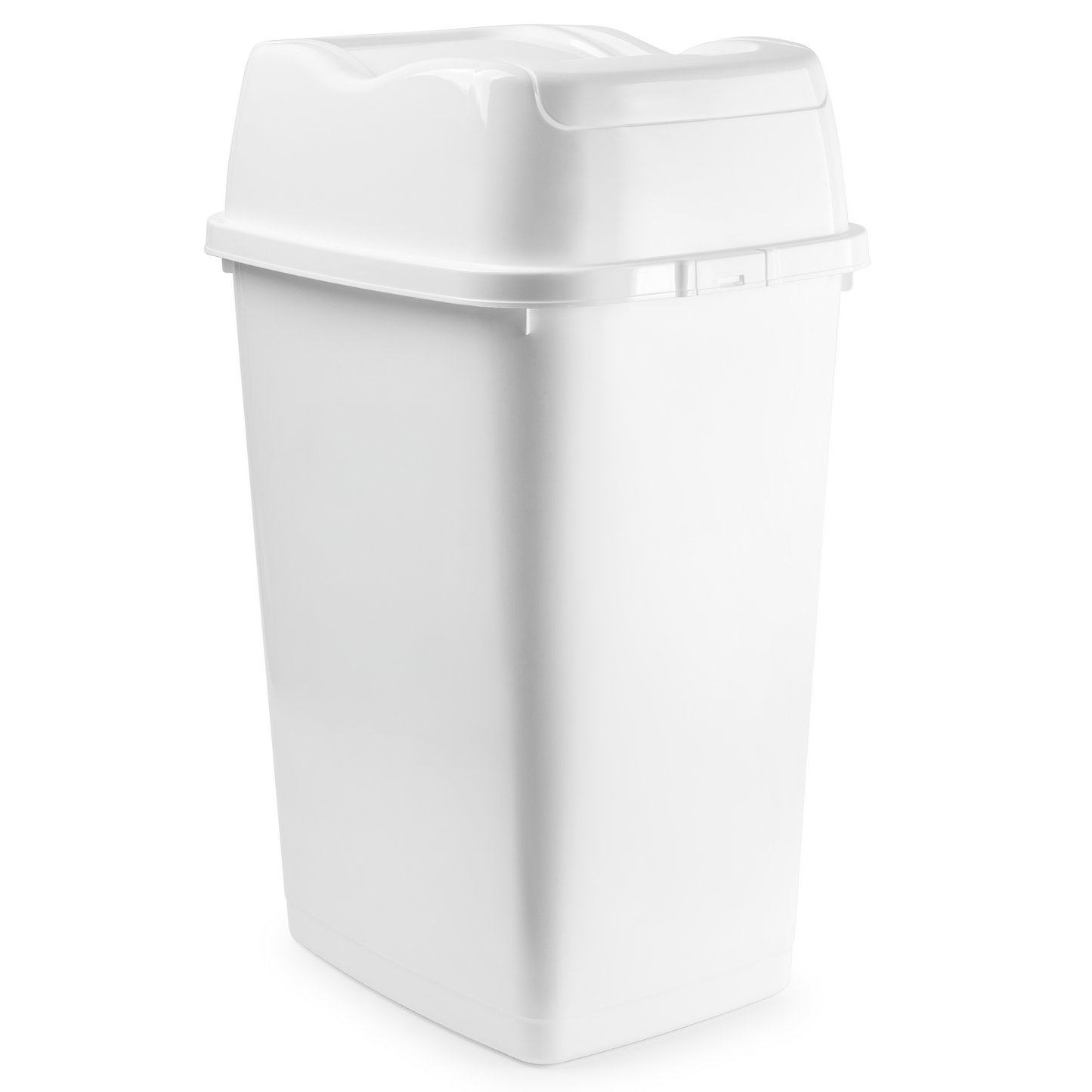 50 L Split Lid Trash Can, White