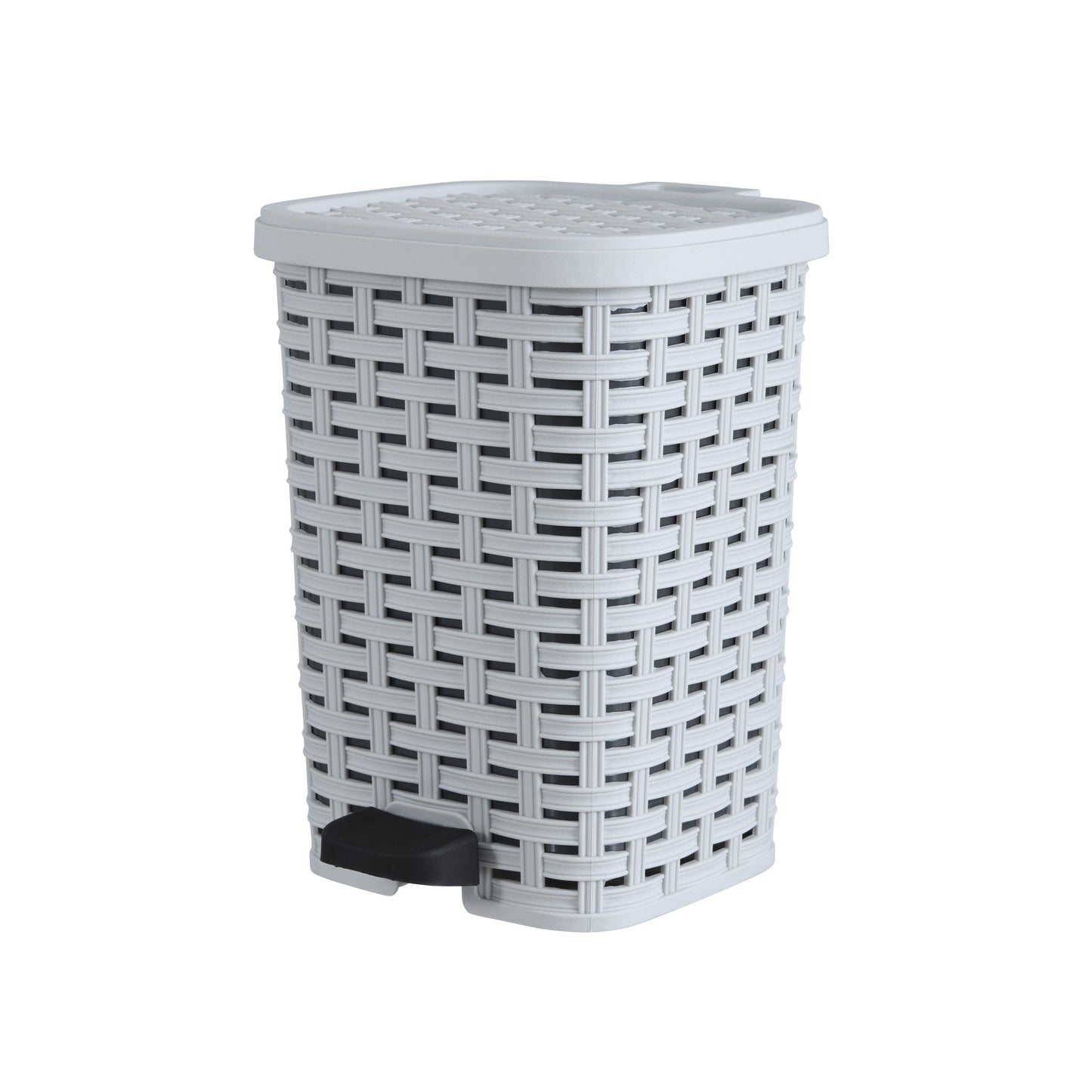 Step-On Trash Can, Wicker Style - White Smoke 12 qt