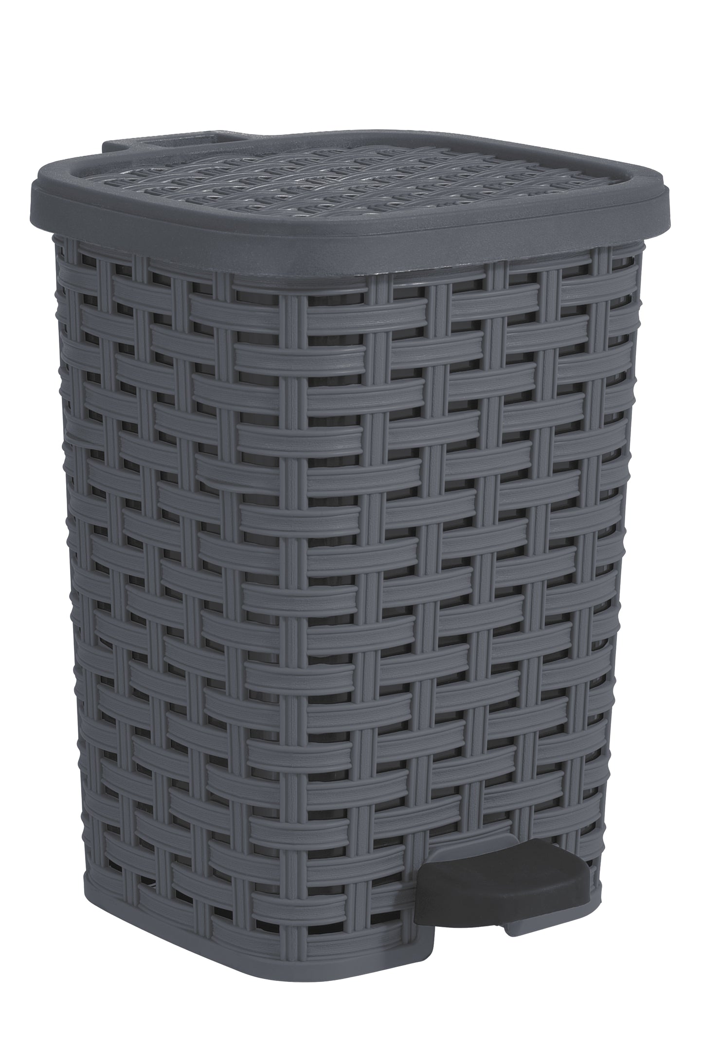 Step-On Trash Can, Wicker Style - Onyx Grey 6 qt