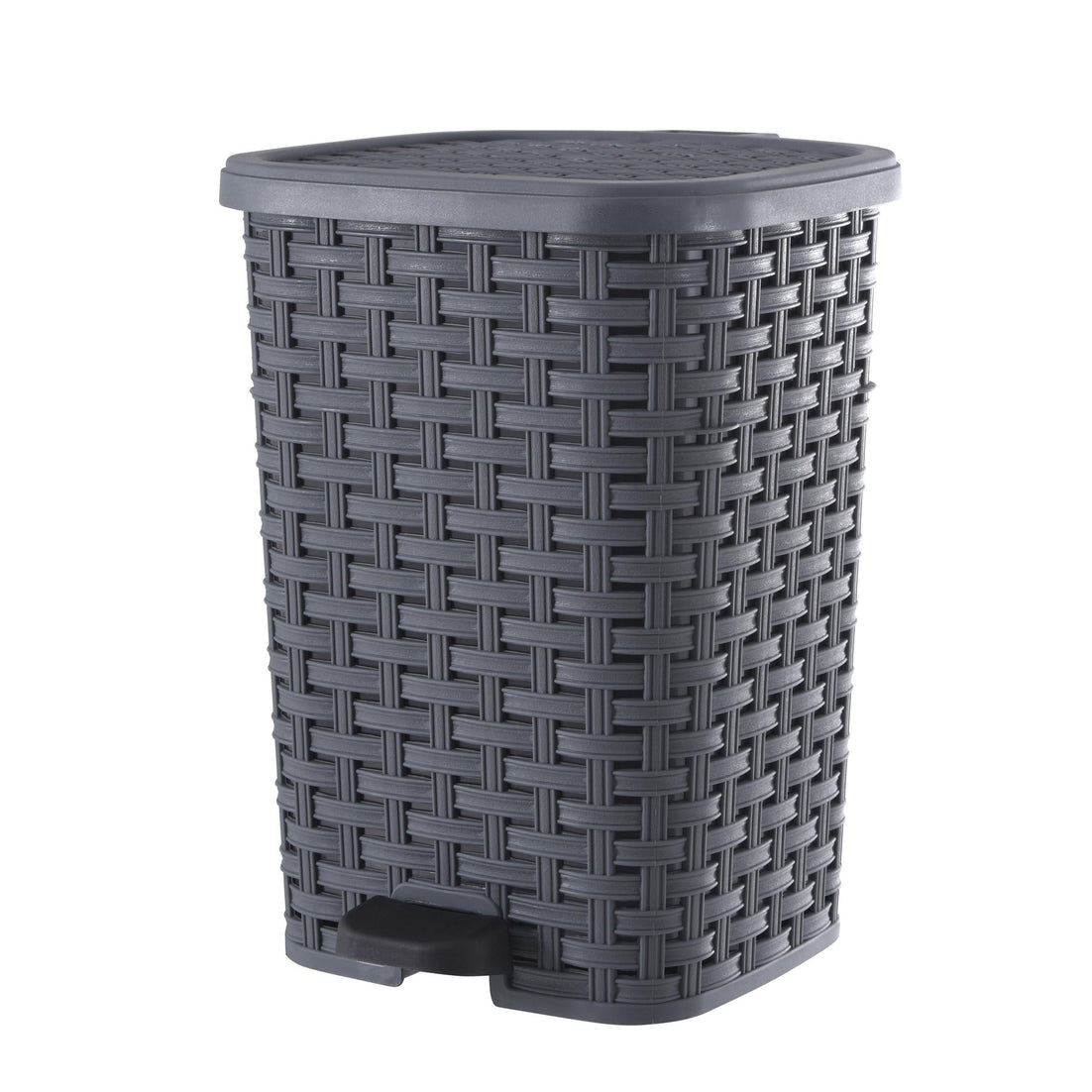 Step-On Trash Can, Wicker Style - Onyx Grey 6 qt