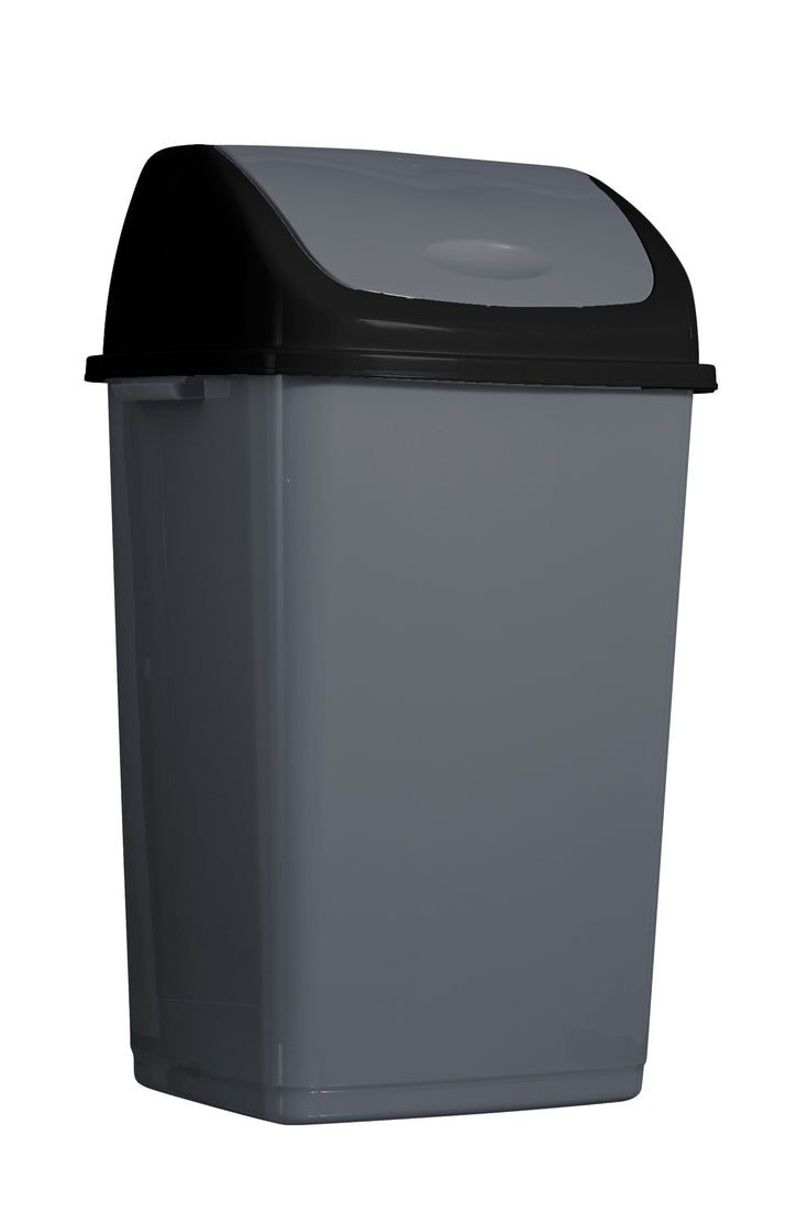 Large Swing Top Trash Can. 50 L/13 Gal. - Onyx Grey