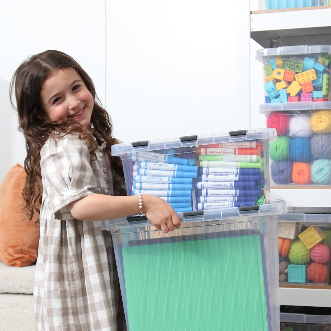 26 L Deep Storage Container with Hinged Lid