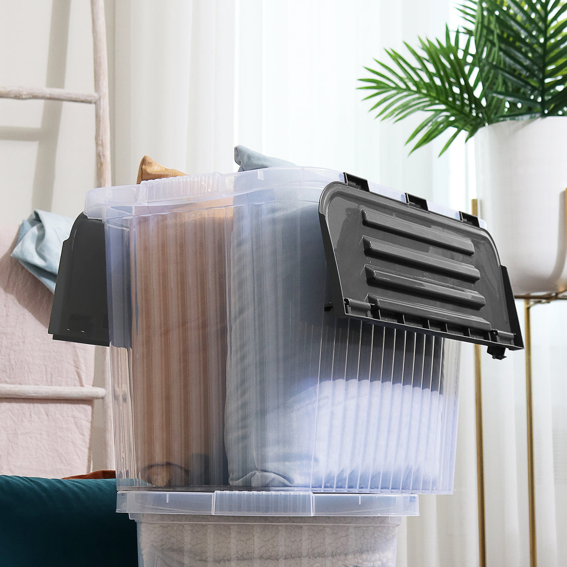 26 L Deep Storage Container with Hinged Lid