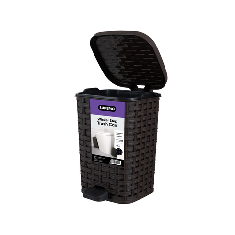 Step-On Trash Can, Wicker Style - New Brown 6 qt
