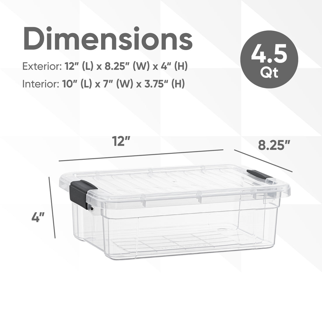 Clear Storage Box with Lid, 4.5 Quart