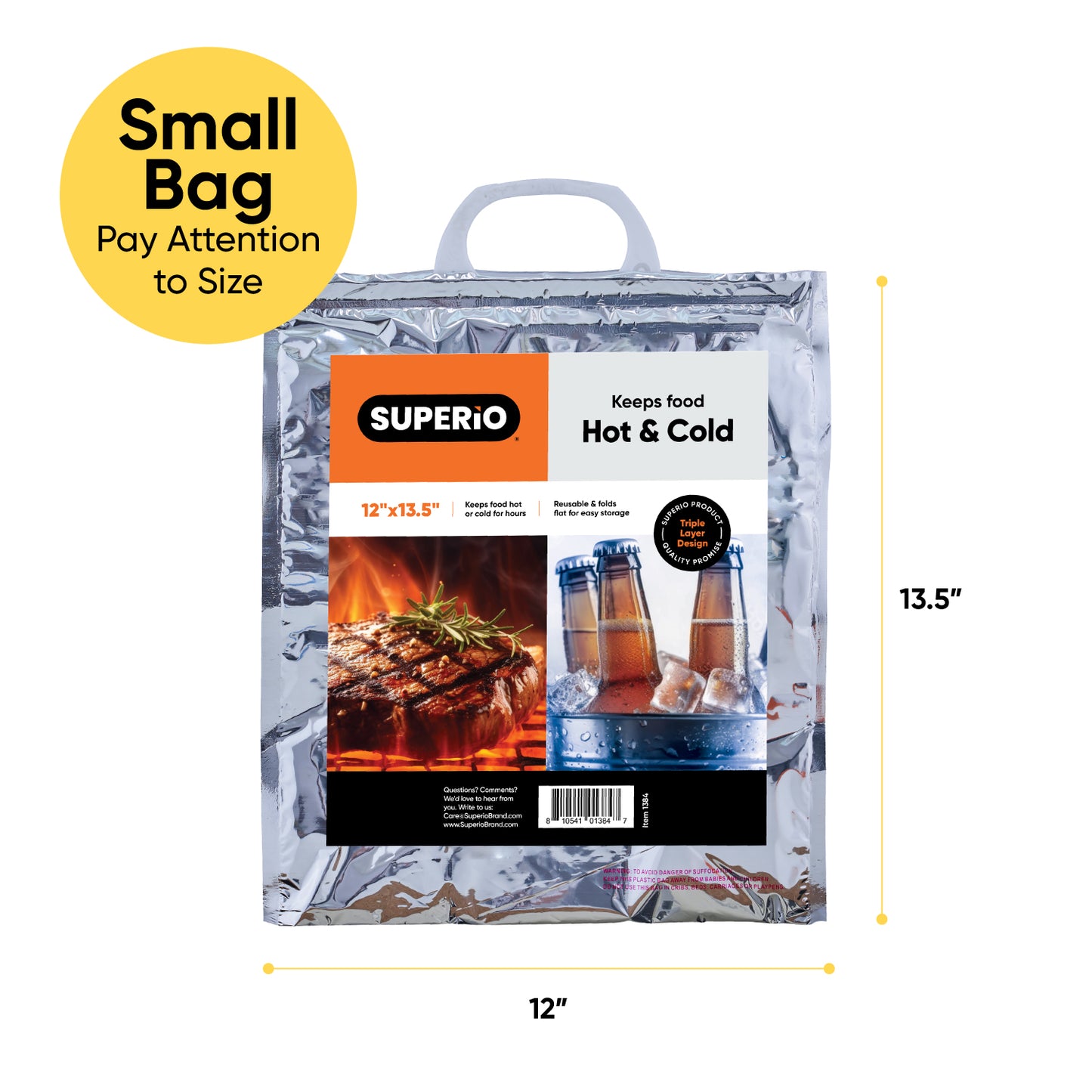 Hot and Cold Reusable Insulated Bag 12"x13.5"