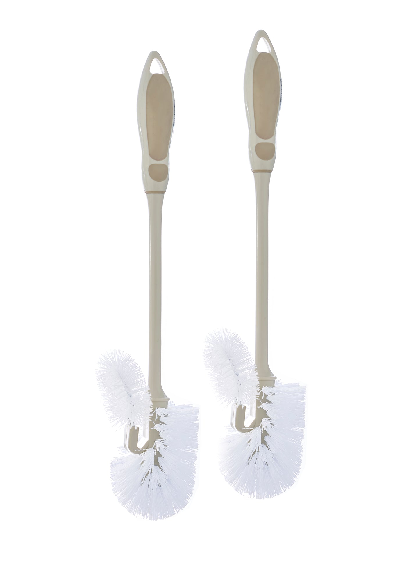 Beige Toilet Brush with Under Rim Lip
