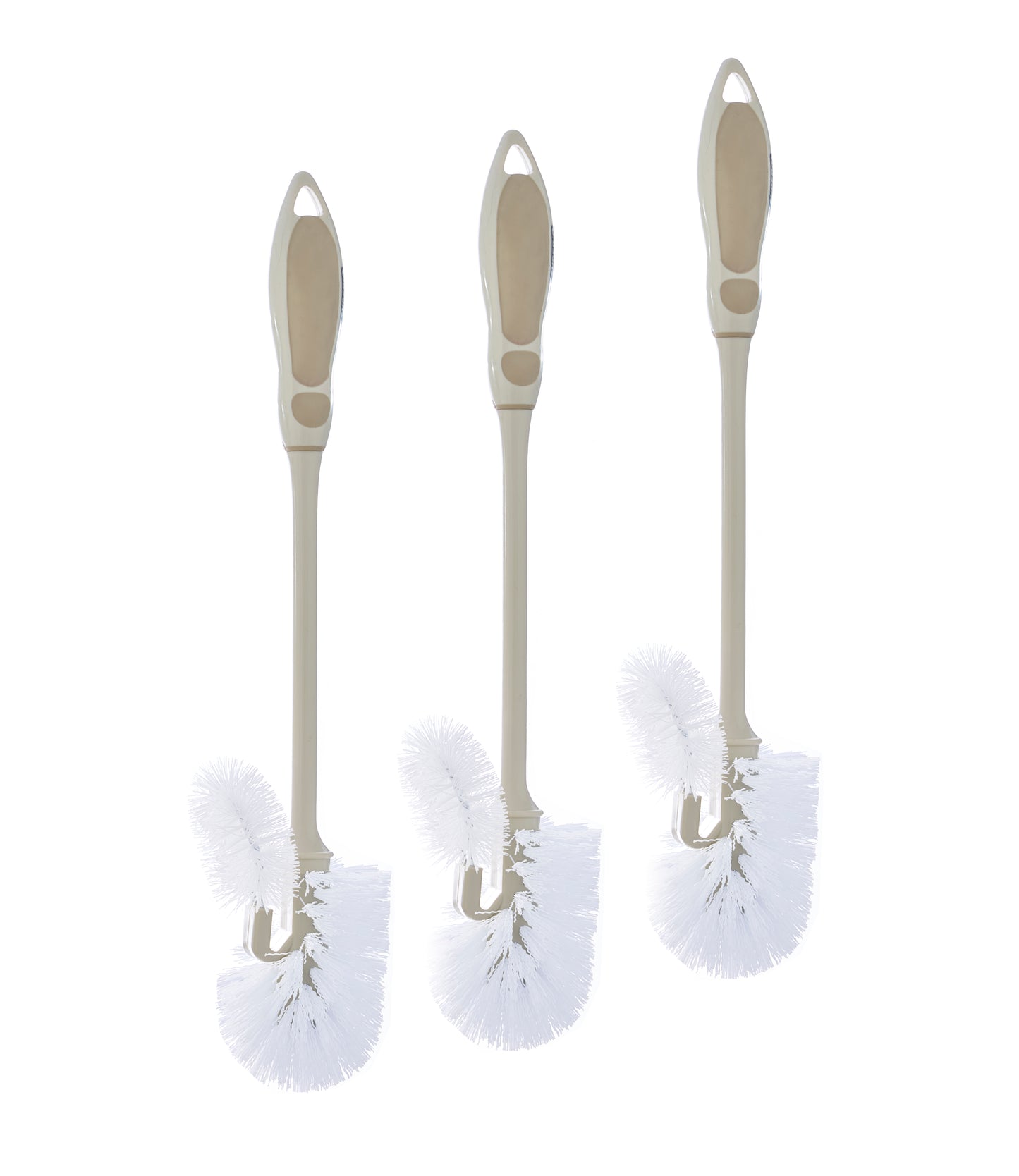 Beige Toilet Brush with Under Rim Lip
