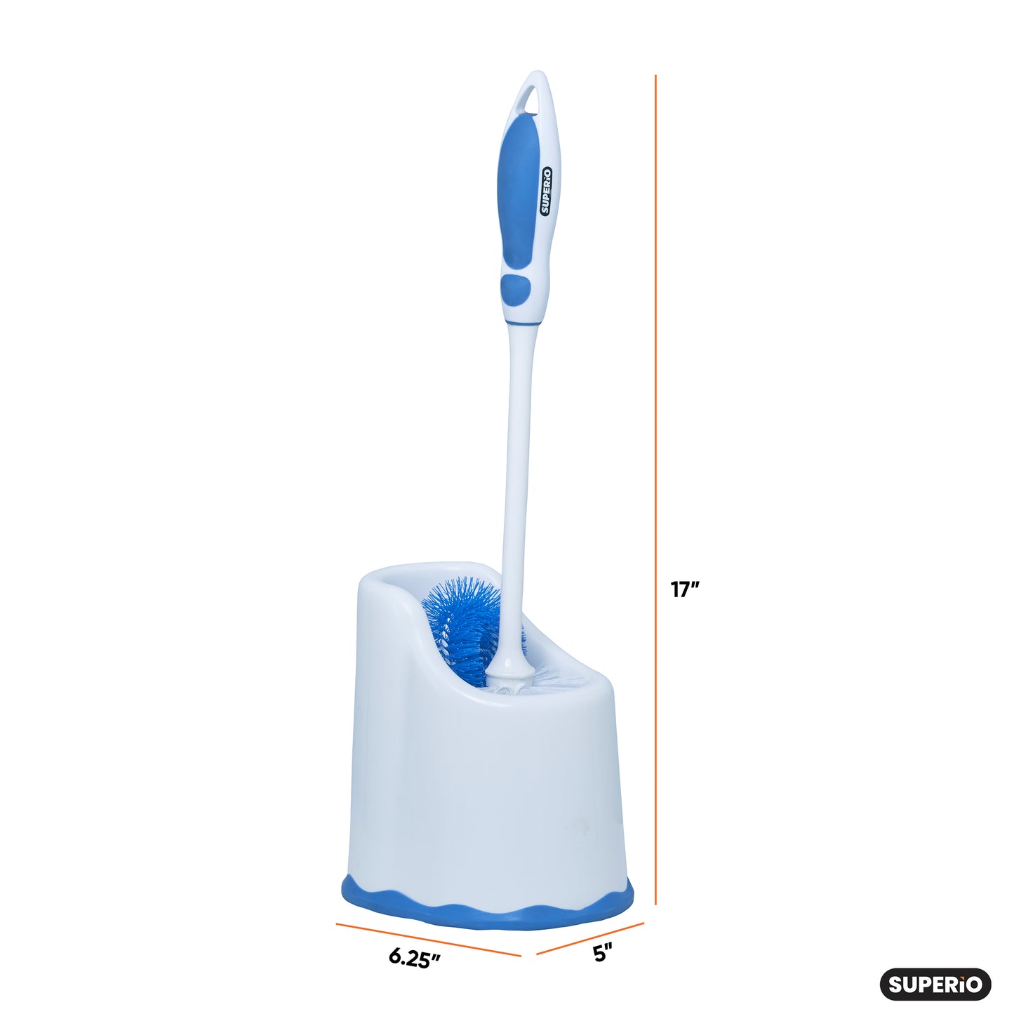 Toilet Brush with Lip and Caddy, Blue