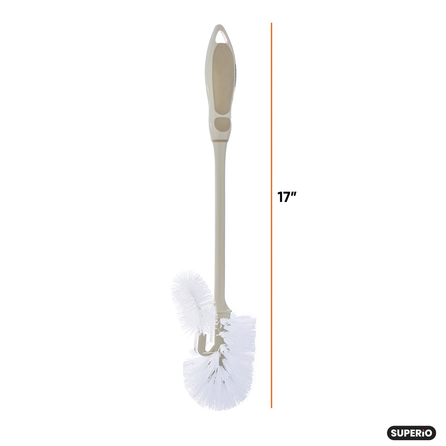 Beige Toilet Brush with Under Rim Lip