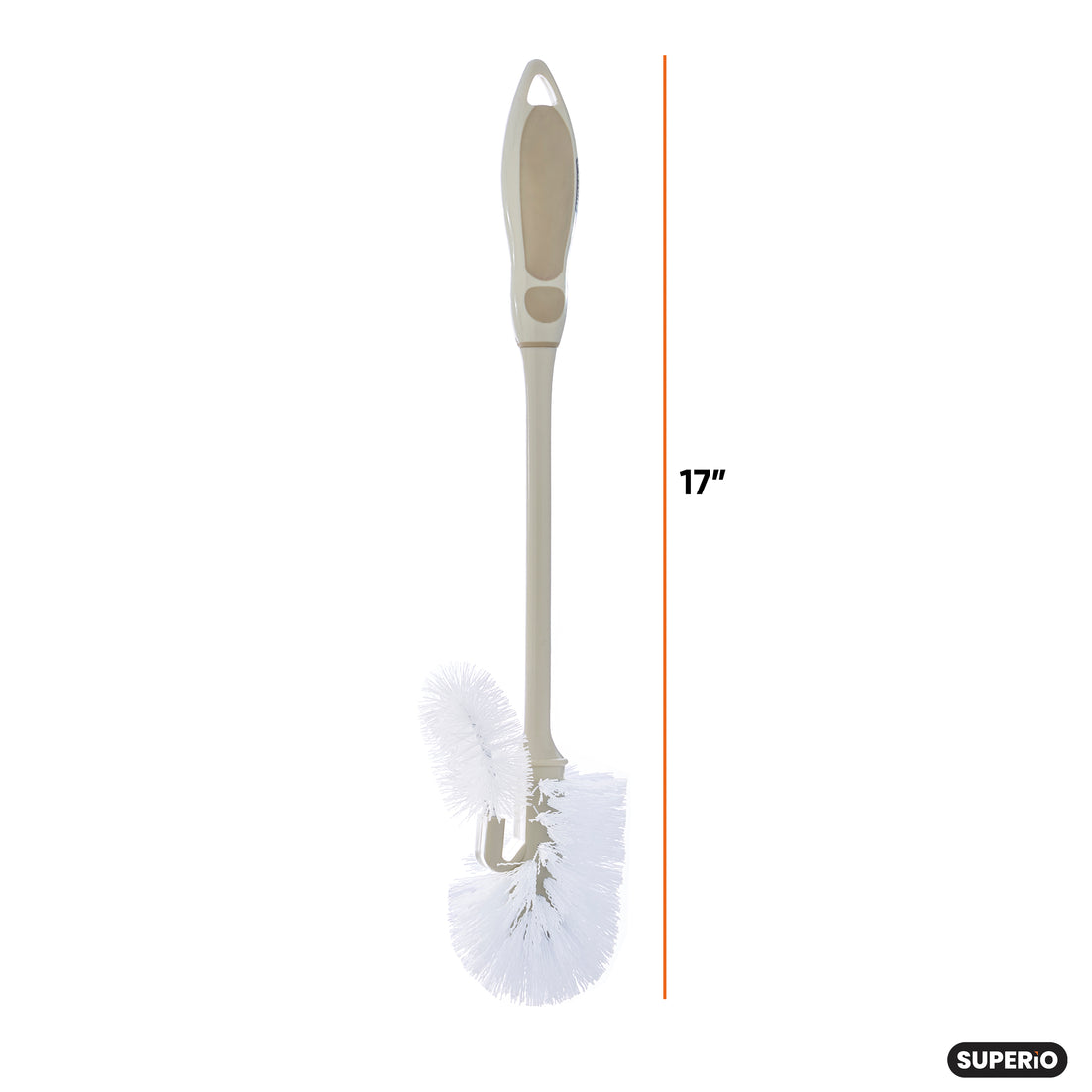 Beige Toilet Brush with Under Rim Lip