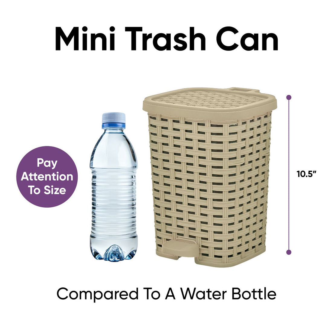 Step-On Trash Can, Wicker Style - Beige 6 qt
