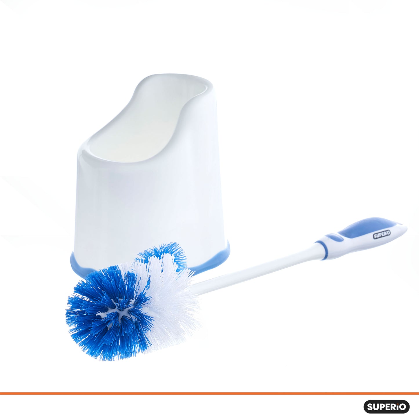 Toilet Brush with Lip and Caddy, Blue