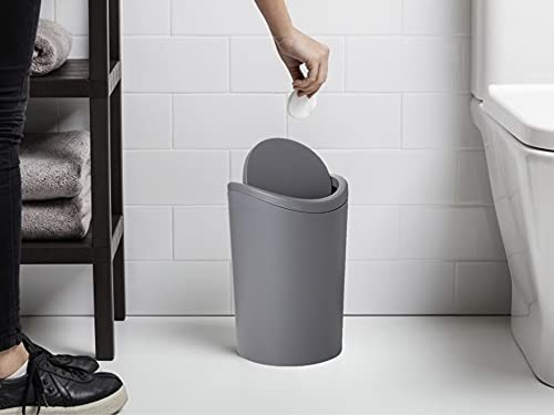 Modern Swing Top Curved Lid Trash Can, 6 Liter - Grey