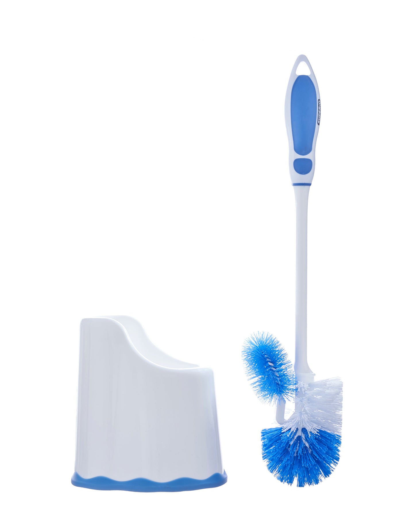 Toilet Brush with Lip and Caddy, Blue