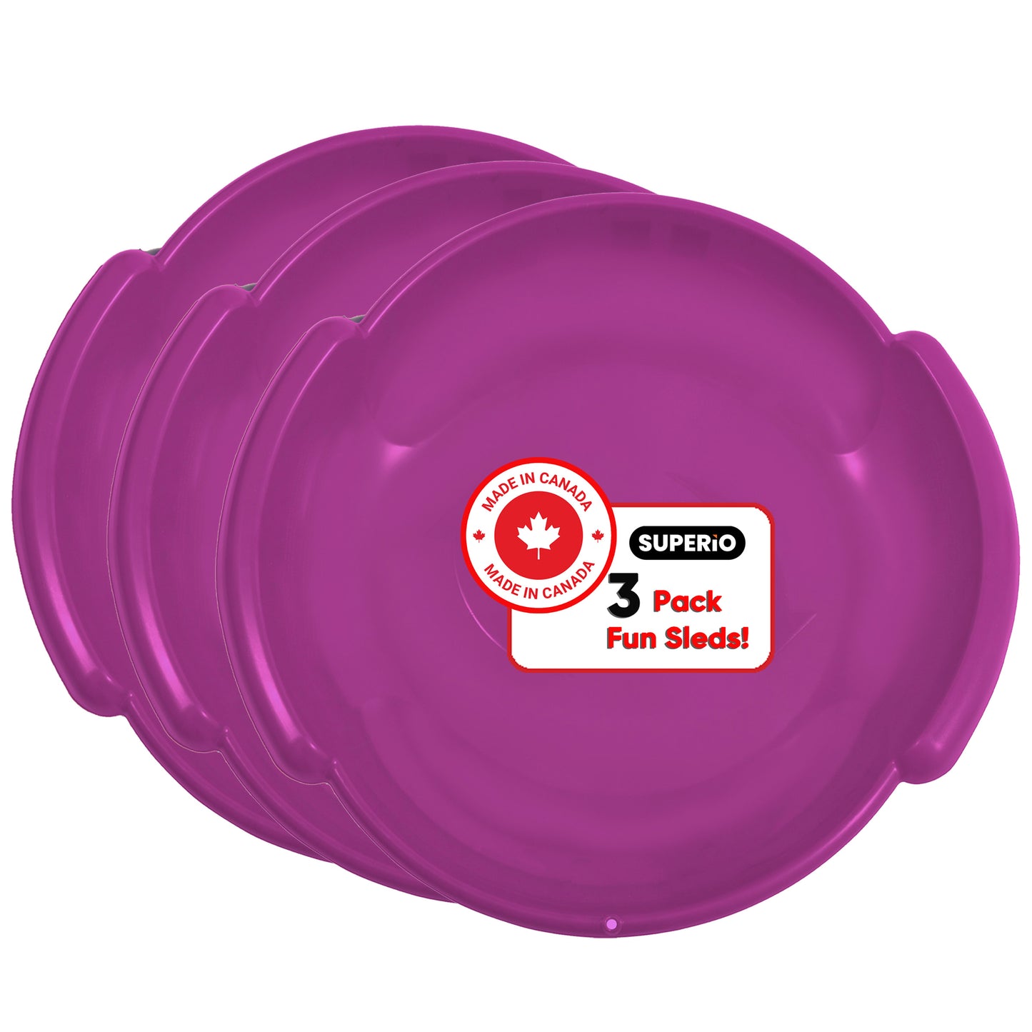 Superio Round Snow Saucer Sled, 24" Fuchsia Pink