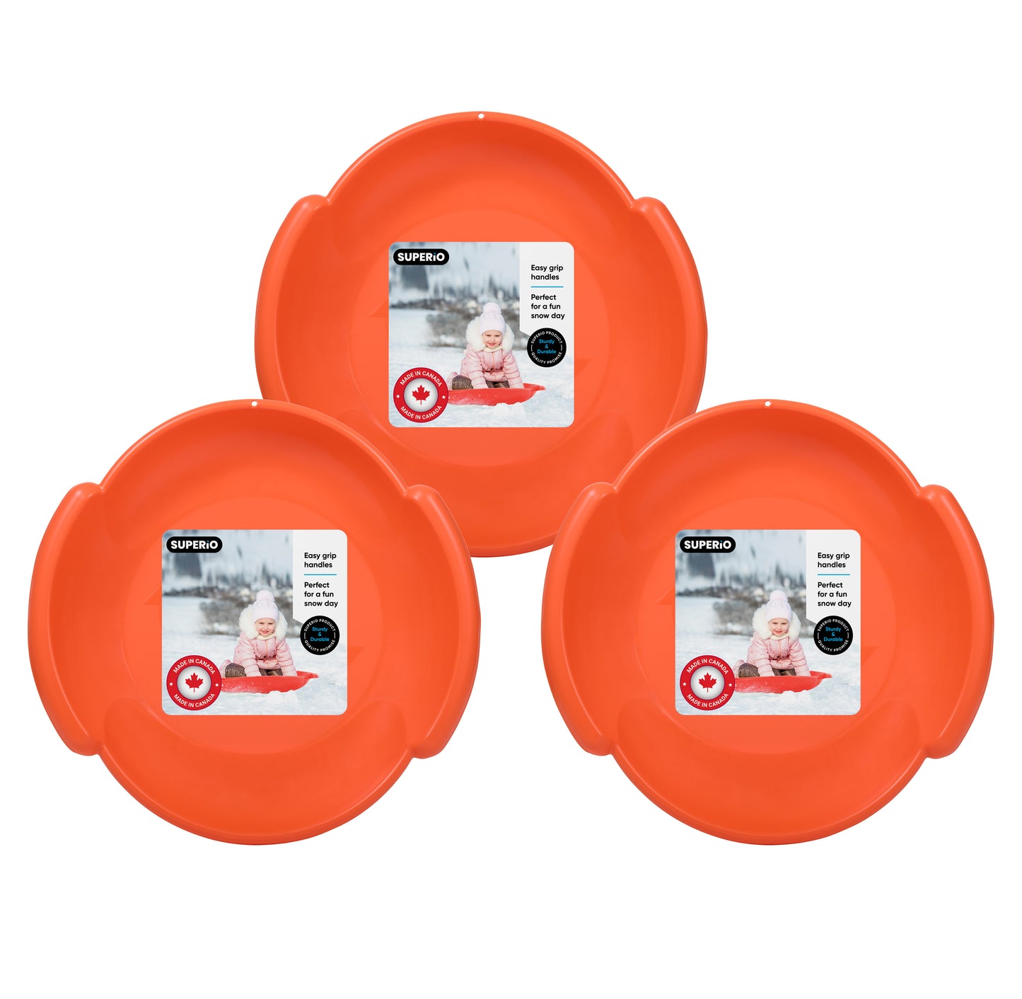 Superio Round Snow Saucer Sled, 24" Orange
