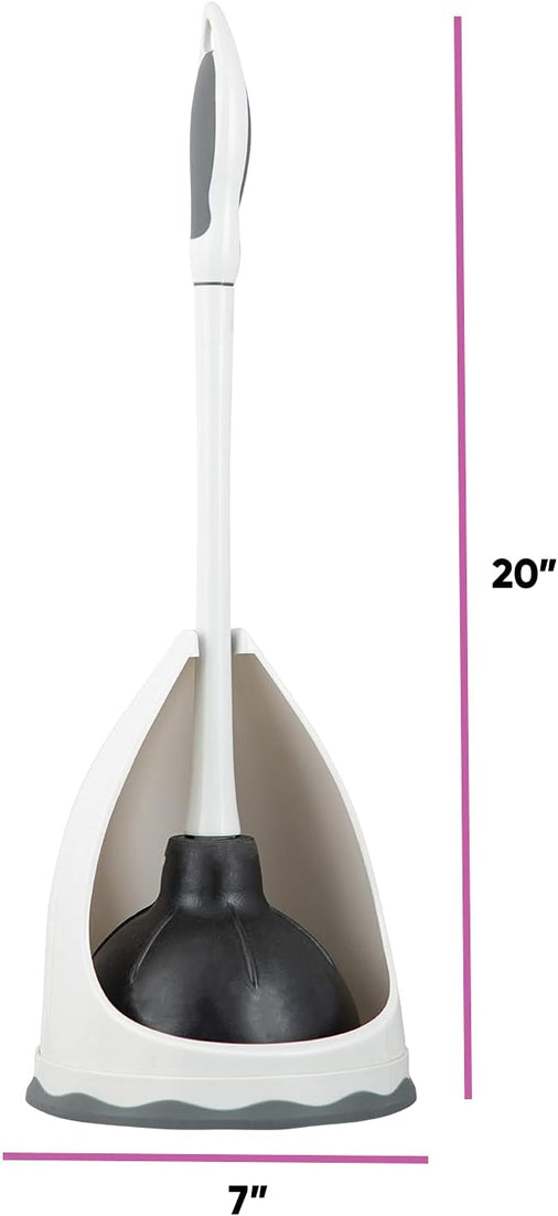 Toilet & Sink Plunger with Caddy - White