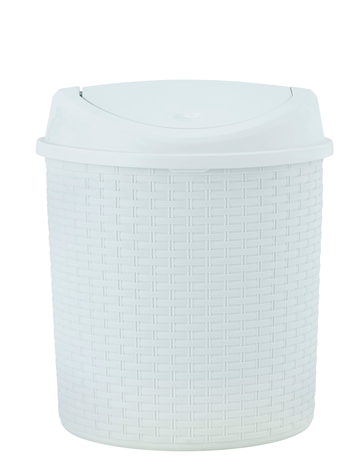 White Deluxe Wicker Swing Top Trash Can