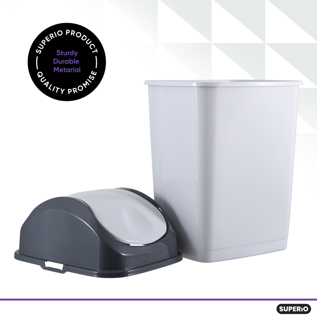 Swing Top Trash Can, 10 Qt - White Smoke