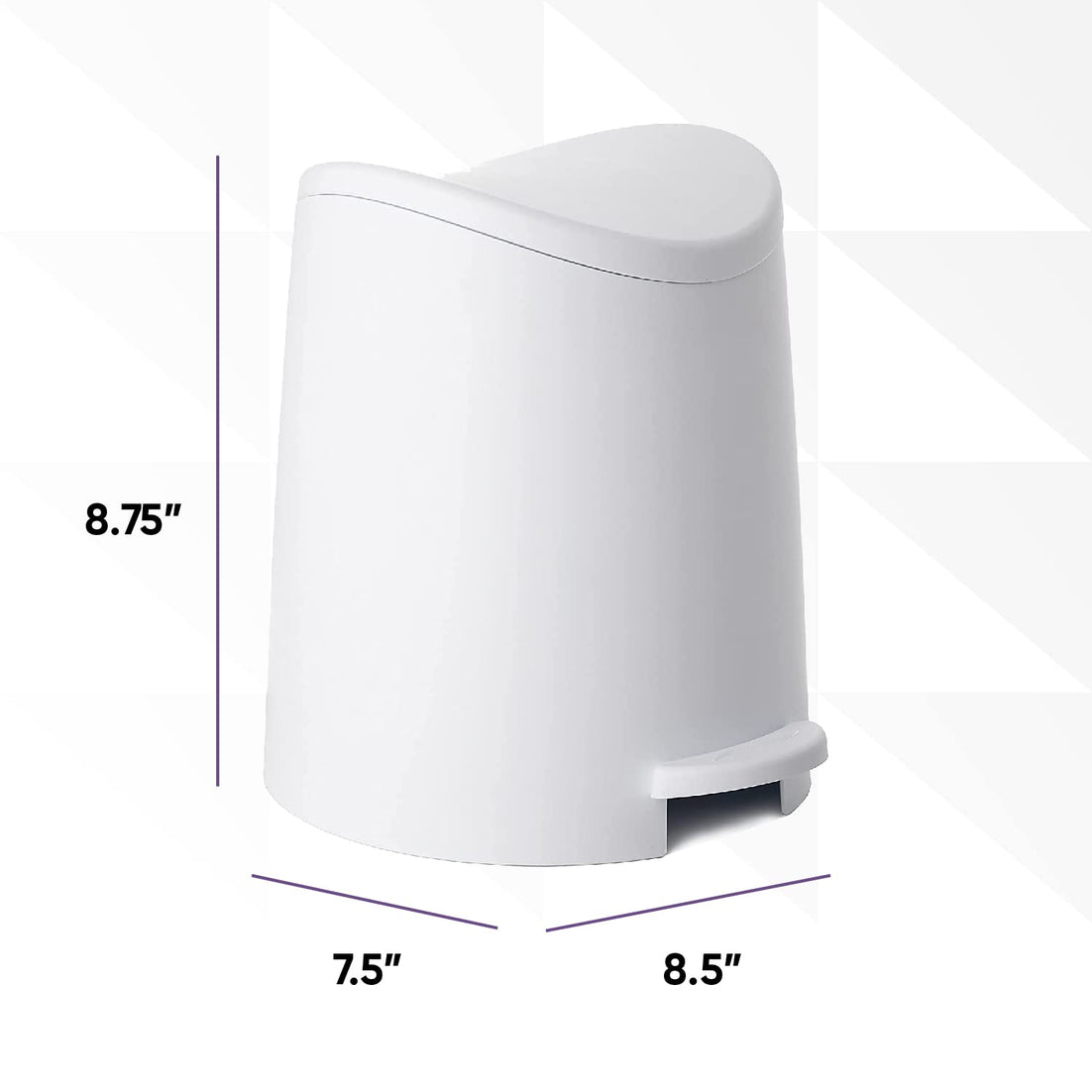 Modern Step-on Curved Lid Trash Can, 3 Liter - White