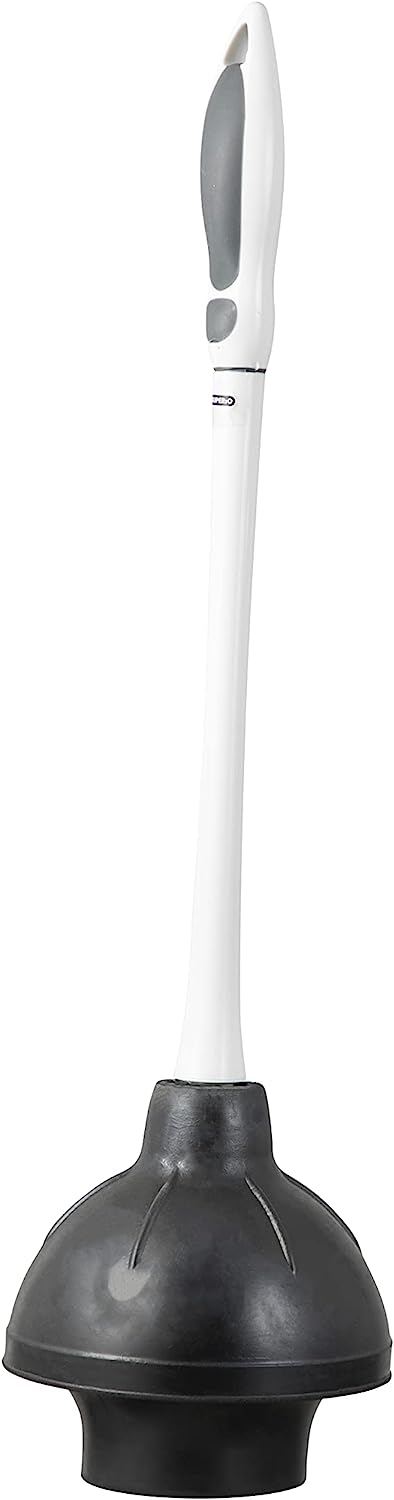 Toilet & Sink Plunger with Caddy - White
