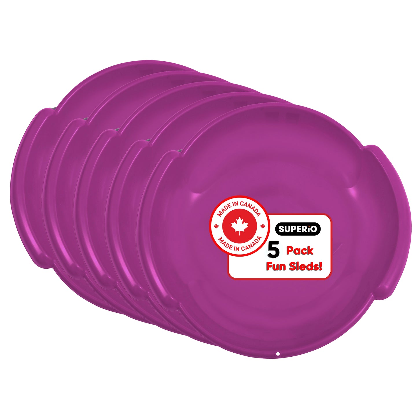 Superio Round Snow Saucer Sled, 24" Fuchsia Pink