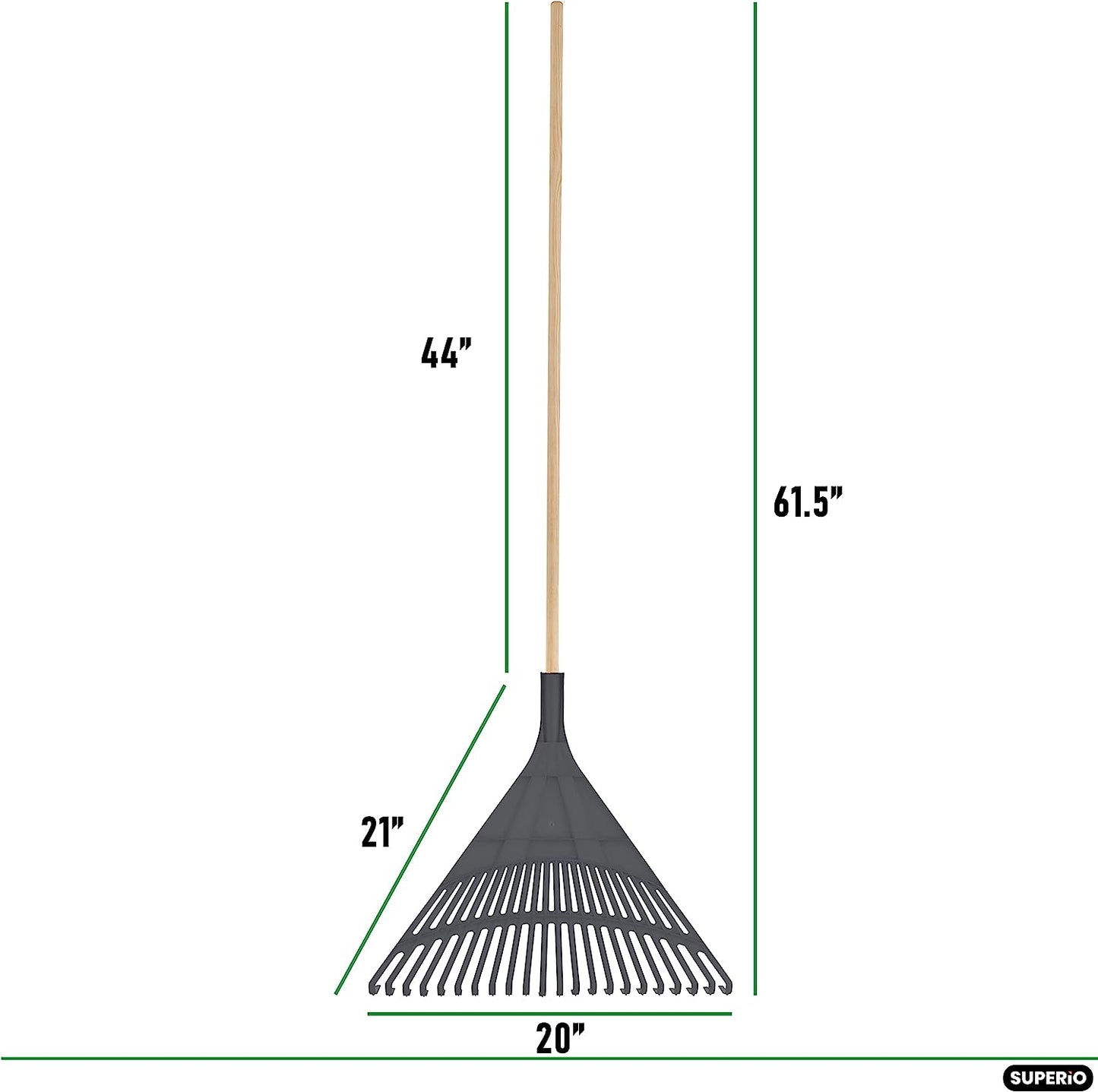 Grey Rake with 48" Wooden Handle.