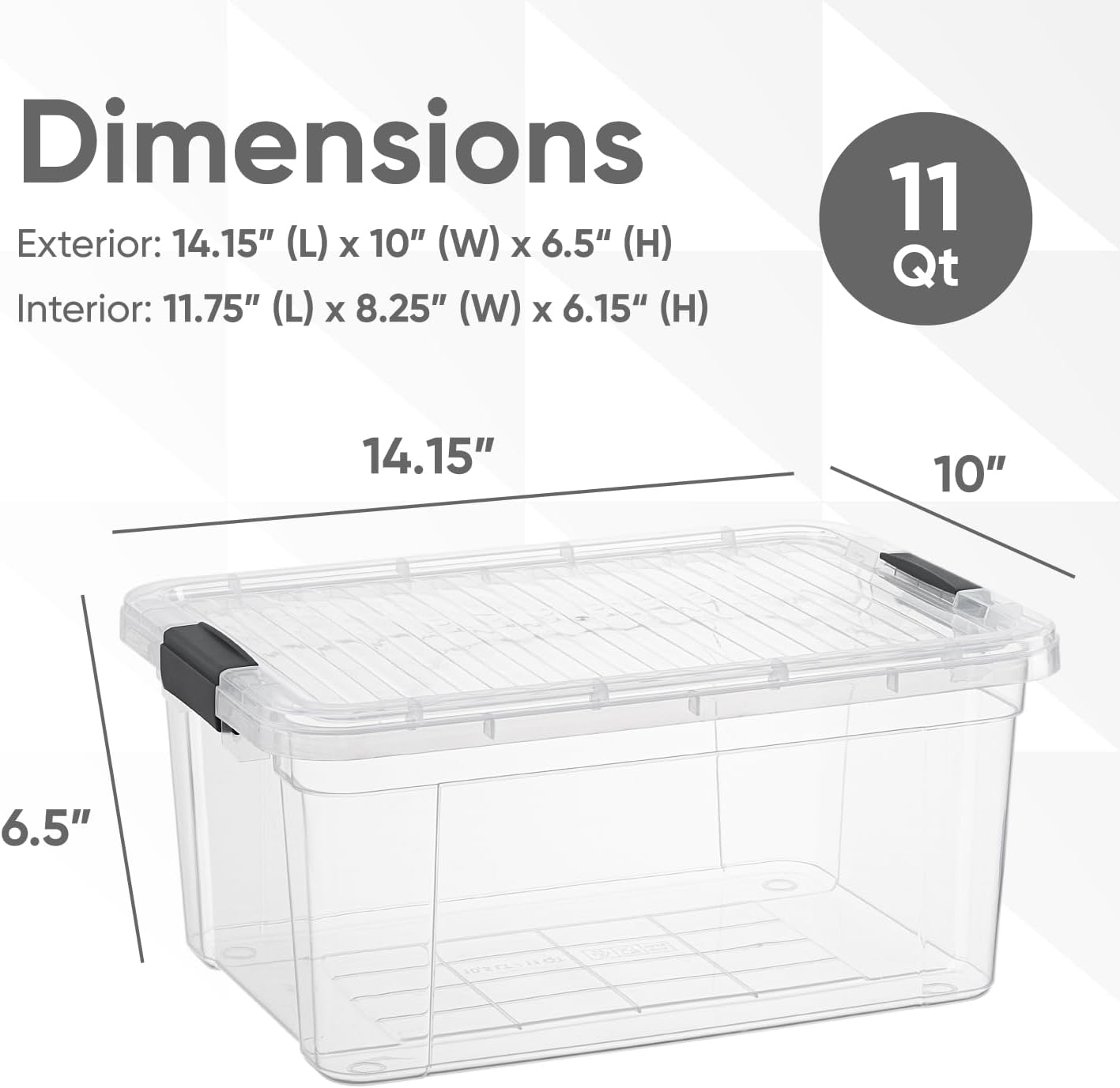 Clear Storage Box with Lid, 11 Quart