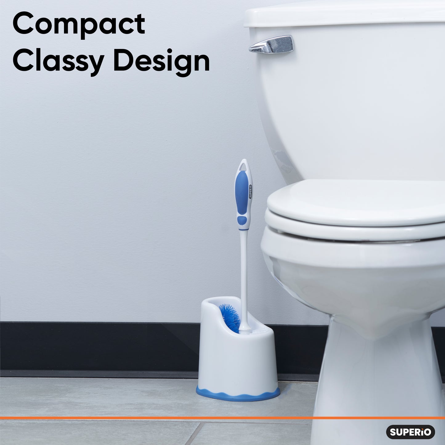 Toilet Brush with Lip and Caddy, Blue