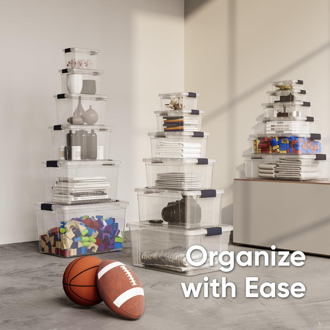 Deep Clear Storage Box with Lid, 11 Quart