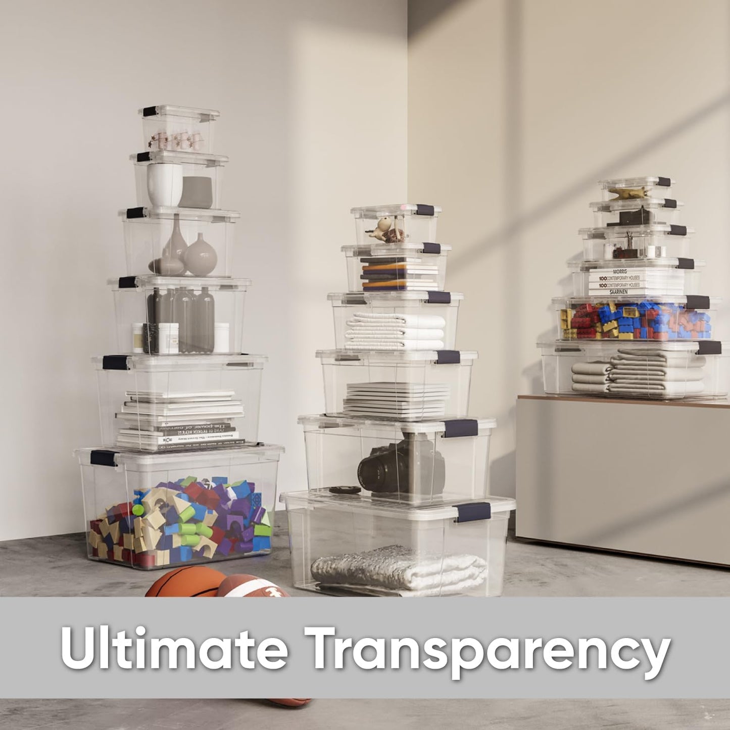 X Deep Clear Storage Box with Lid, 4.7 Quart