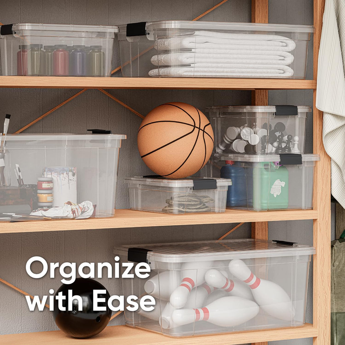 Deep Clear Storage Box with Lid, 1.85 Quart