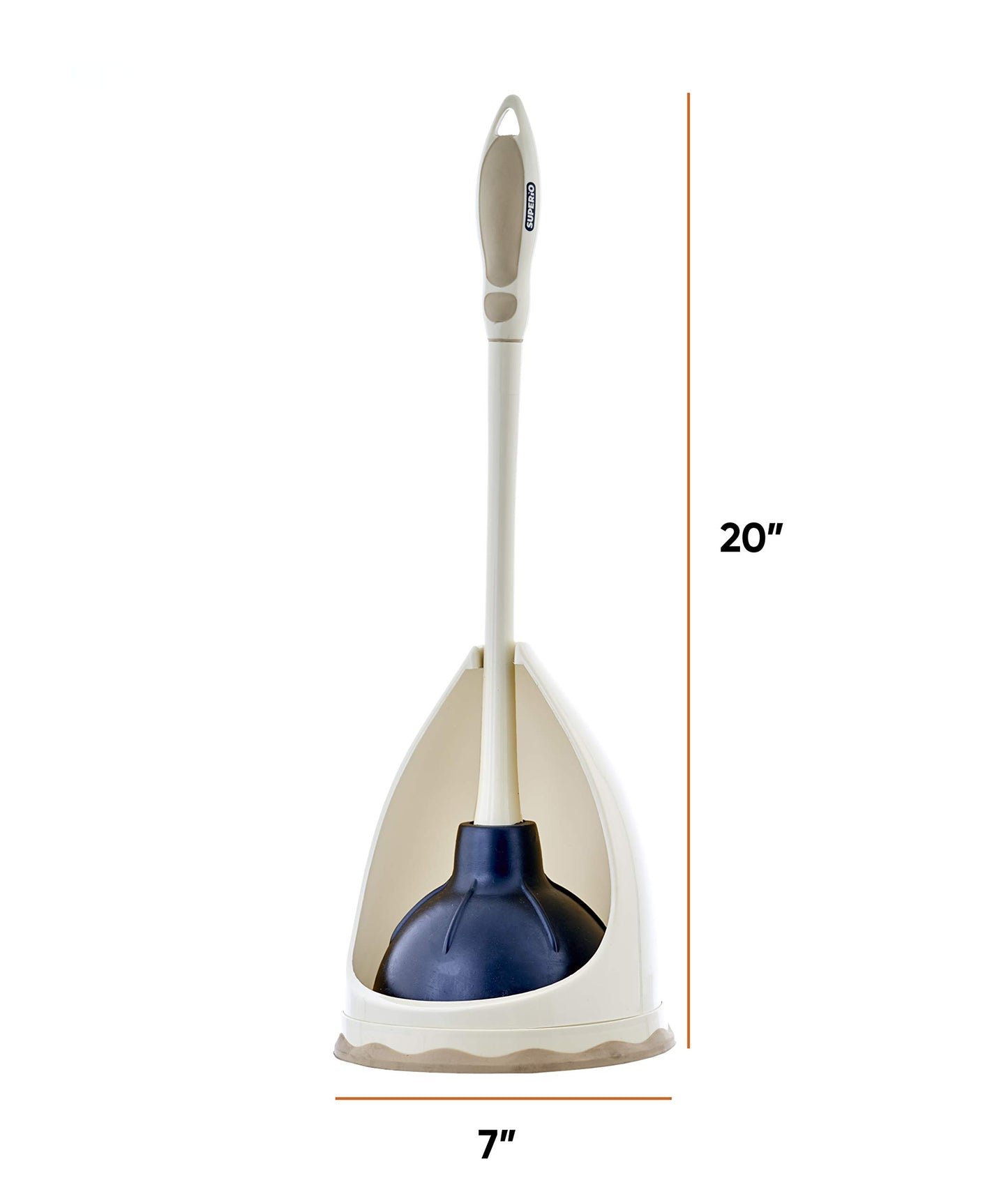 Toilet Bowl Brush with Caddy and Toilet & Sink Plunger with Caddy, Beige
