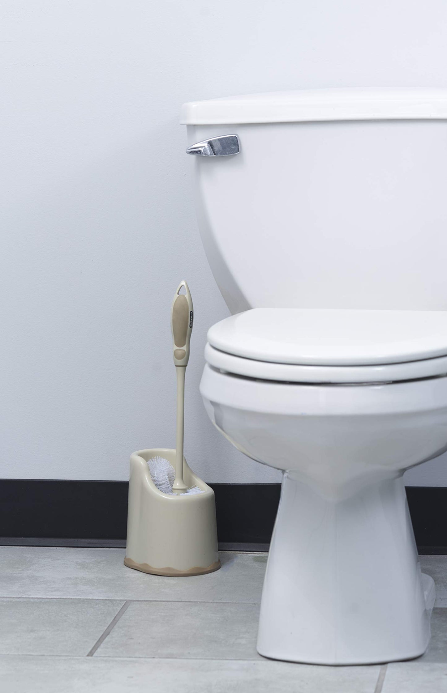 Toilet Bowl Brush with Caddy and Toilet & Sink Plunger with Caddy, Beige