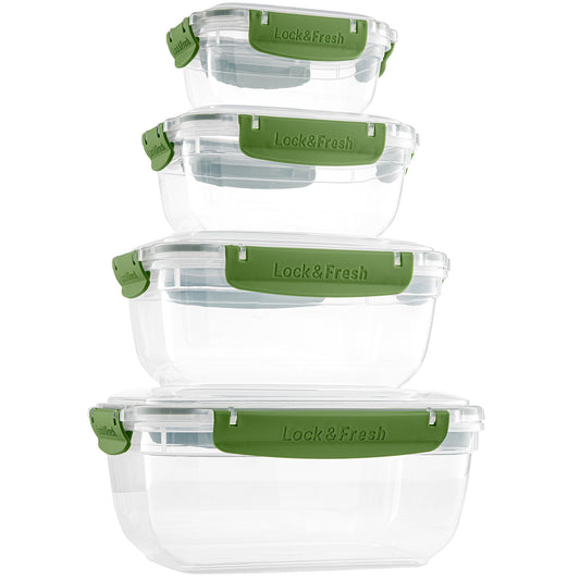 Set of 4 Rectangular Sealed Containers, Green
