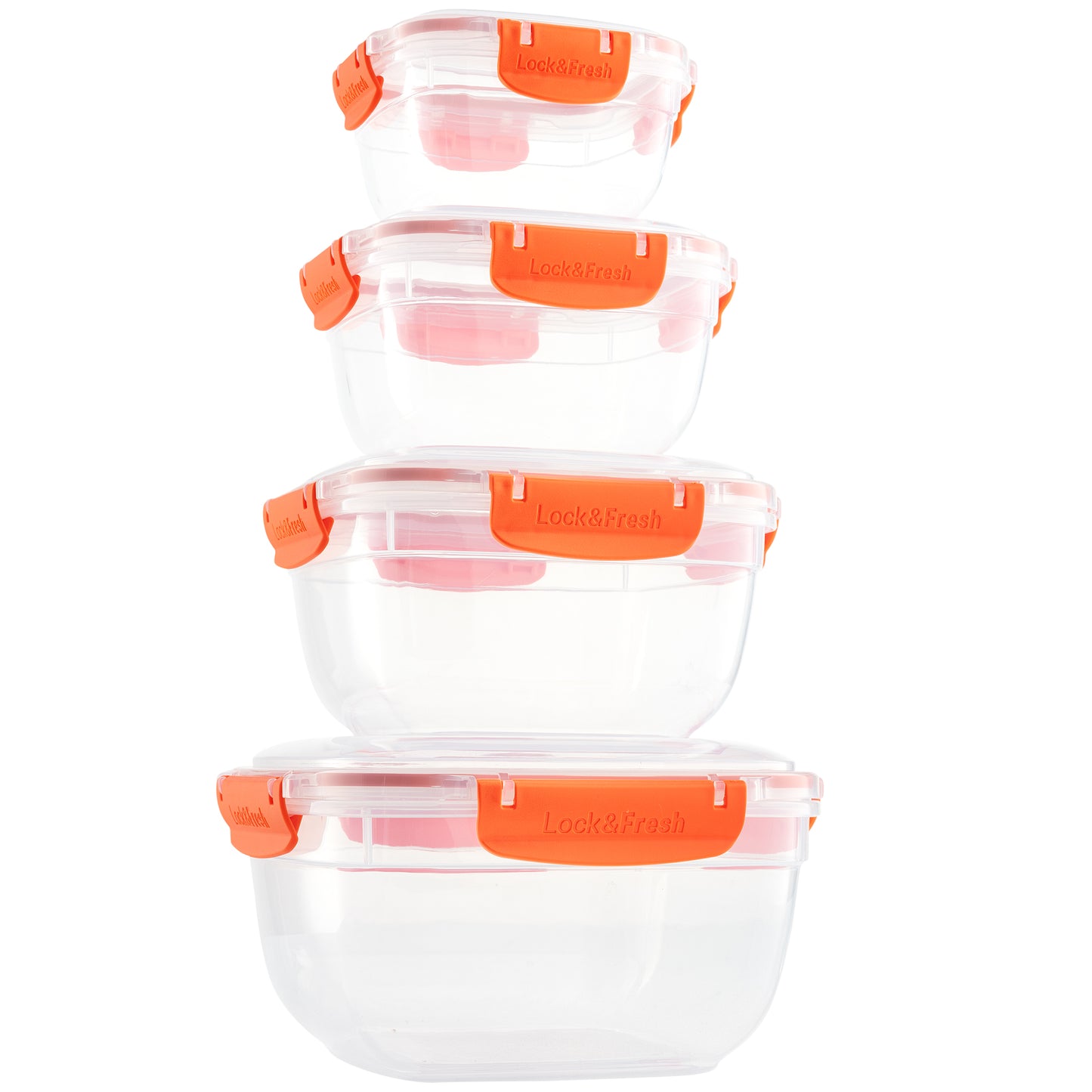 Set of 4 Square Sealed Containers, Orange