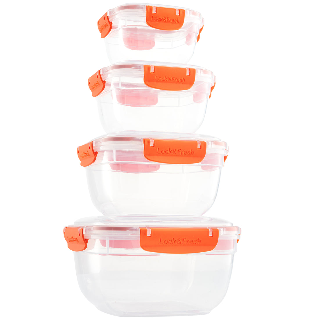 Set of 4 Square Sealed Containers, Orange