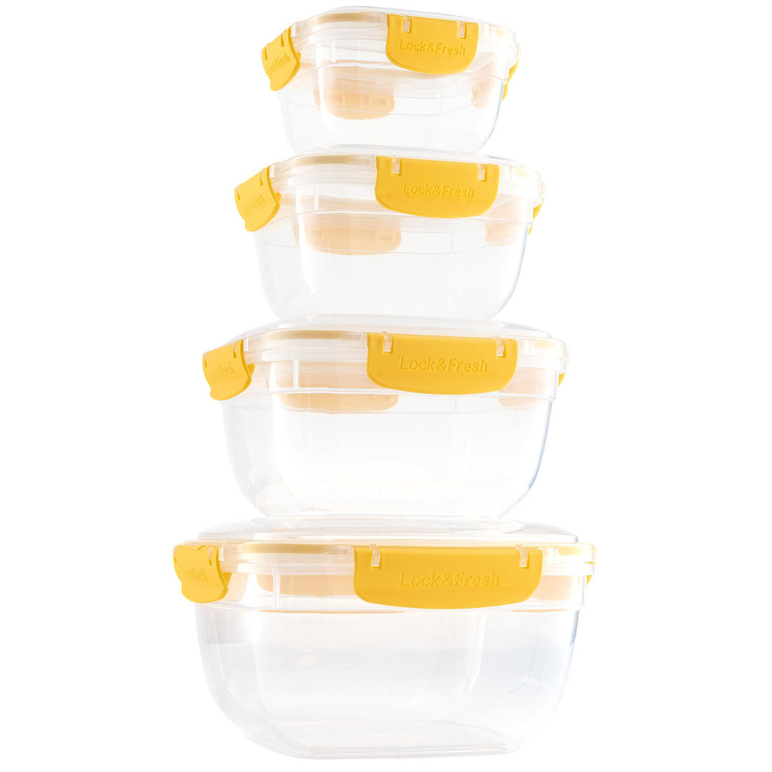 Set of 4 Square Sealed Containers, Yellow