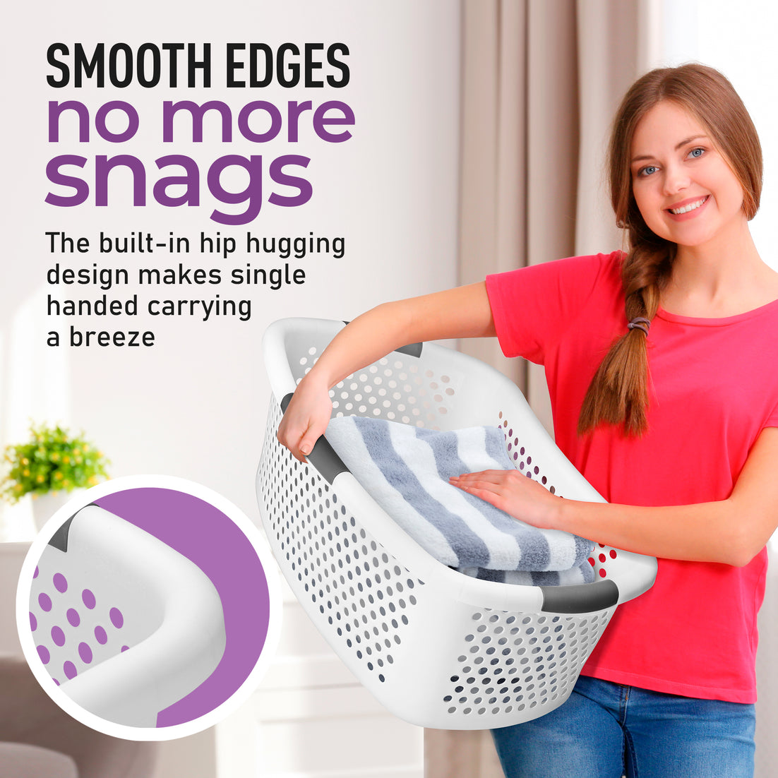 Hip Hugger Laundry Basket, 54 Liter