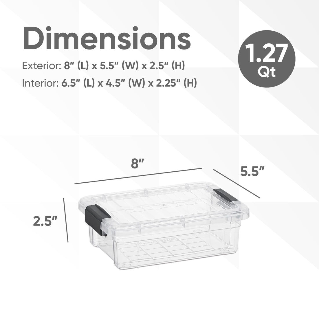 Clear Storage Bin with Lid, 1.27 Quart