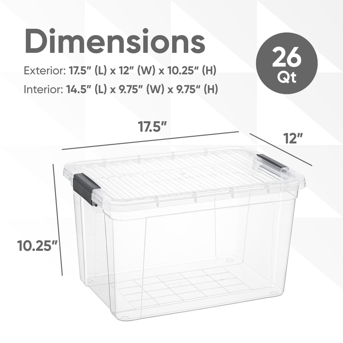 X Deep Clear Storage Box with Lid, 26 Quart