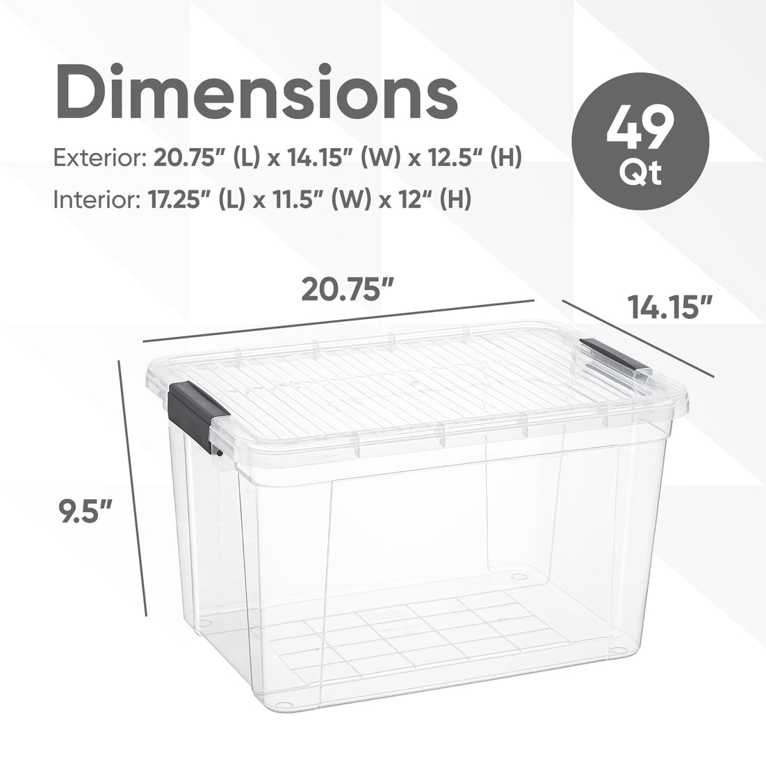 X Deep Clear Storage Box with Lid, 49 Quart