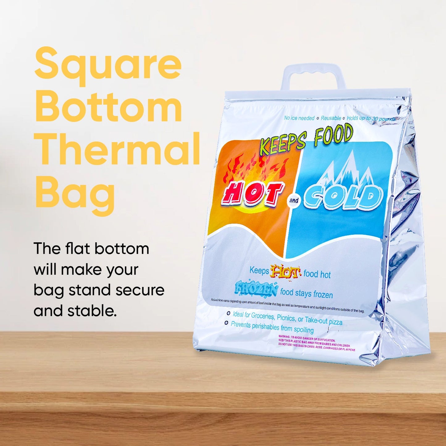 Hot and Cold Reusable Insulated Bags 13"x7"x15.5" - 72 Pack