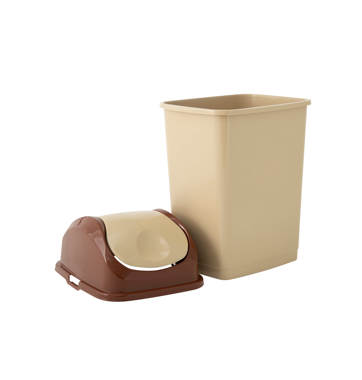 Swing Top Trash Can, 10 Qt - Beige/Brown