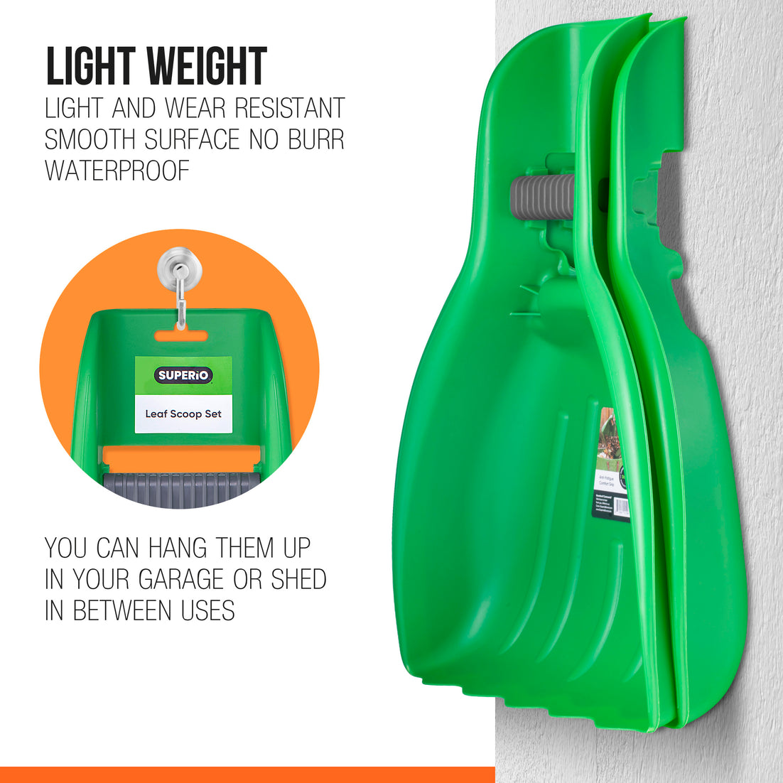 Green Leaf Hand Scoops, Set of 2 Hand Scoops (1 Pair)