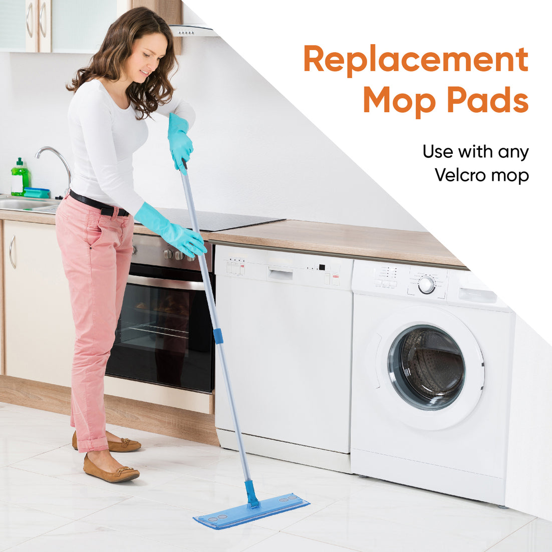 Microfiber Mopping Pad for Flat Mop, Blue