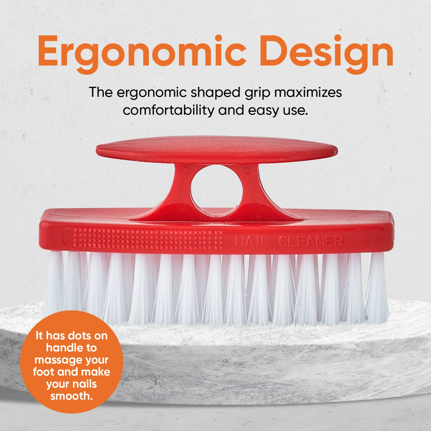 Red Nail Brush with Handle 3-Pack