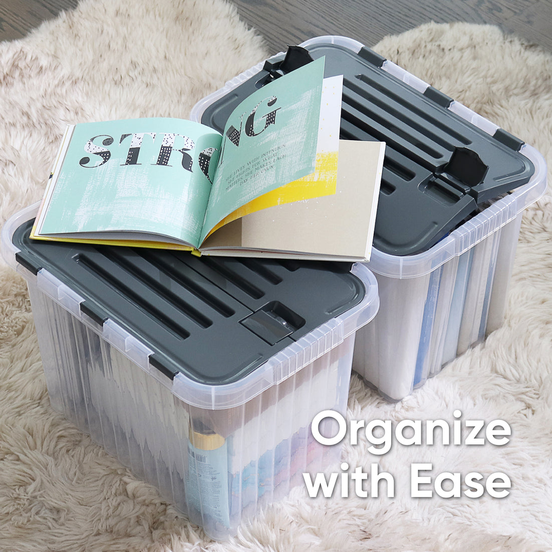 26 L Deep Storage Container with Hinged Lid