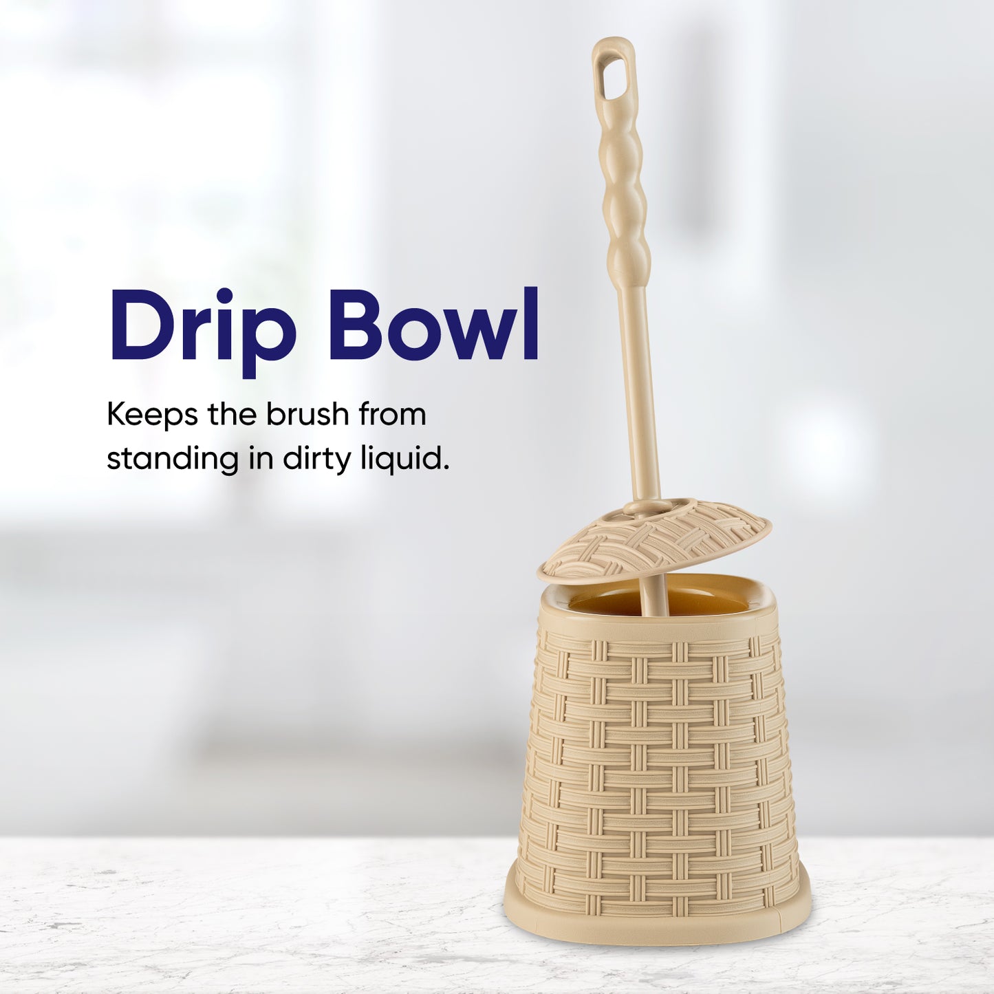 Toilet Bowl Brush, Wicker Style - Beige